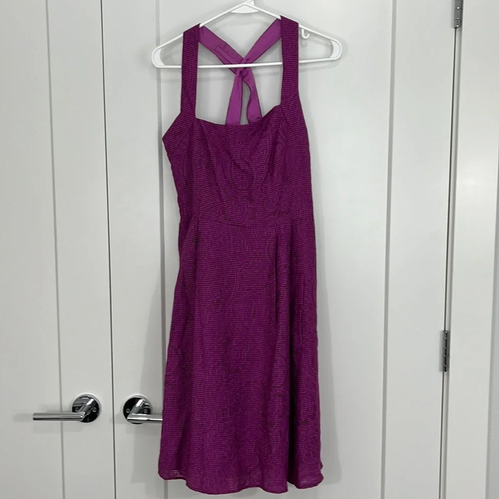Nanette Lepore Size 6 Purple Halter A-Line Sun Dress with Pockets - Picture 3 of 14